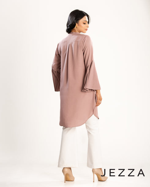 Pleated Sleeve Crepe Knee Top 62332
